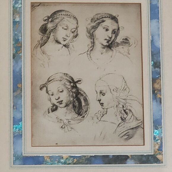 Antique Study of Heads by Raffael ART Lore F65-5517 Framed 15x12x1.5" - Picture 2 of 6